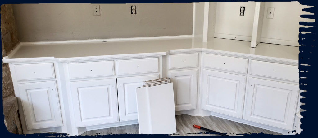 Image of lower cabinets painted